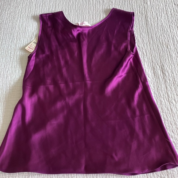 NWT Vintage fuchsia silk camisole w/square neckline - Picture 2 of 6